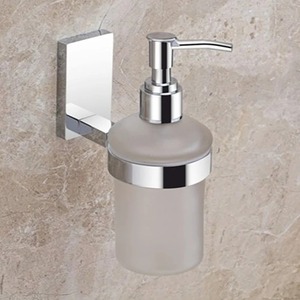 Distributeur de savon liquide mural moderne en acier inoxydable, design métallique élégant - Product Image 5