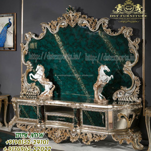 Unidad de televisión tallada a mano de madera de teca exclusiva, soporte de TV antiguo de estilo francés para el hogar, soporte de TV de madera de teca clásico para el hogar - Product Image 3