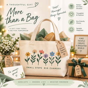 Sac fourre-tout en toile avec imprimé floral Small Steps Big Changes, sac de shopping pour femme, 18x11,5x5,5 pouces - Product Image 6