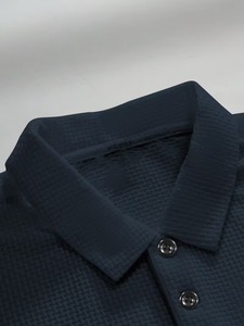 Polo de punto texturizado para hombre, manga corta, informal, de verano, transpirable, elegante, con diseño personalizado. - Product Image 3