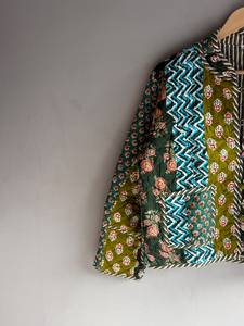 <b>Quilted</b> Cotton <b>Jacket</b> Women Mandarin Collar Full Sleeve Patchwork Floral <b>Pattern</b> Hand Embroidery Winter Regular Length GIFT - Product Image 4