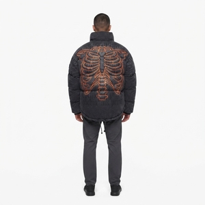 OEM Liquid-Trapunto Puffer <b>Jacket</b> 220GSM Ripstop Nylon 3D Quilted Bio-Mechanical Outerwear Custom Streetwear Manufacturer - Product Image 2
