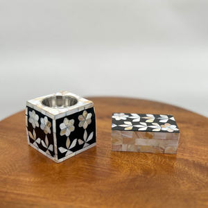 Wholesale Floral MOP Inlay Wood Incense Burner Set Bulk Luxury Mother of Pearl Bakhoor Censer with <b>Matching</b> Tray and Storage <b>Box</b> - Product Image 3