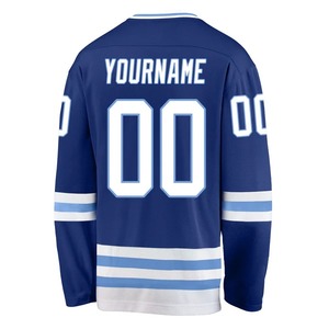 Maillot de hockey personnalisé, blanc royal et bleu clair, uniformes d'équipe, maillot de hockey sur glace sublimé, vêtements de sport respirants en mesh pour l'entraînement - Product Image 5