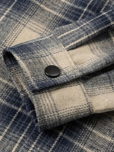 Chemise à capuche en flanelle rayée pour homme, style vintage, teinte en fil, manches longues, coupe classique - Product Image 6