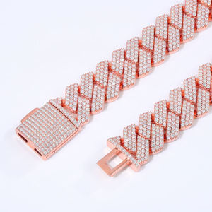 Luxury Rose Gold Chevron Link Hip Hop Chain Iced Out <b>Statement</b> <b>Necklace</b> for Men Women Premium Fashion Jewelry Style - Product Image 2