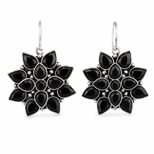 Hot Selling Antique Silver Plated Brass Turquoise <b>Black</b> Onyx Bezel Setting Bohemian <b>Stud</b> <b>Earrings</b> Women Party Gift Wholesale - Product Image 1