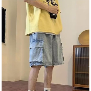 Shorts en jean délavé OEM pour hommes et femmes, coupe ample, style streetwear vintage, logo personnalisé, vente en gros - Product Image 4