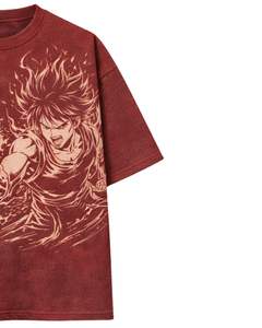 Camiseta Personalizada con Gráfico de Anime Rojo para Hombre, Algodón, Estilo Urbano, Estampada, Informal, Verano, Logotipo Personalizado, Fabricante OEM, Proveedor - Product Image 3