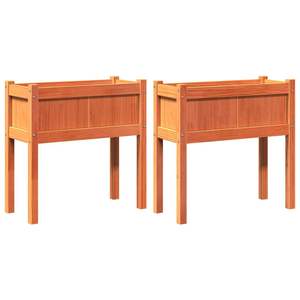 Ensemble de 2 jardinières en bois de pin massif brun moyen, pots à fleurs et jardinières - Product Image 2