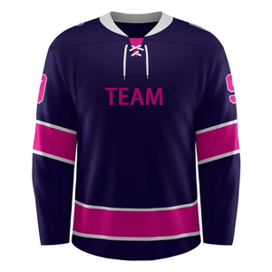 Camiseta de hockey sobre hielo sublimada personalizada con nombre del equipo impreso en la parte delantera, absorbe la humedad, manga larga, ajuste regular para hombre adulto - Product Image 1