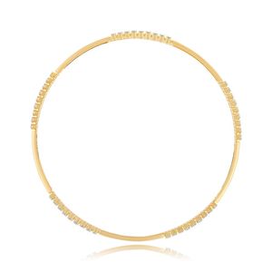 กำไลข้อมือคู่ทรงกลมประดับเพชรเพาะเลี้ยงทรงกลมสองแถว ทองคำ 14K สีเหลือง - Product Image 2