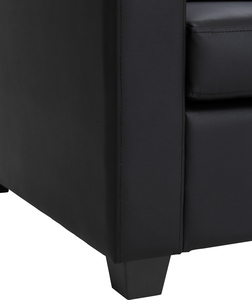 โซฟาวinylสีดำทนทาน รองรับได้สามที่นั่ง พร้อมขาทรงเหลี่ยมเรียว สำหรับอพาร์ทเมนต์และที่อยู่อาศัย - Product Image 4