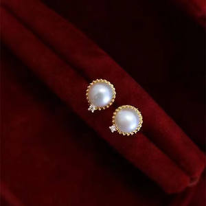 925 <b>Silver</b> Luxury Freshwater <b>Pearl</b> <b>Earrings</b> for Women Inlaid with Full Diamond Petals and Zircon Versatile Design - Product Image 1