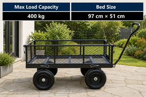 Good Quality Heavy Duty Four-Wheel Outdoor Garden Utility Cart Steel Mesh <b>Platform</b> Wagon OEM for Farm and Warehouse - Product Image 4