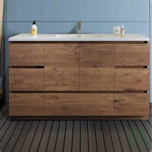 Meuble-lavabo en bois artisanal de style moderne haut de gamme avec tiroirs pour salle de bain, design contemporain, montage facile, direct usine - Product Image 3