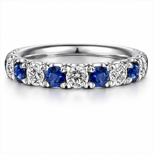 Anillo de Compromiso con Gema Azul para Mujer, Chapado en Oro Blanco de 14K, Anillo de Moissanita para Boda o Aniversario - Product Image 1