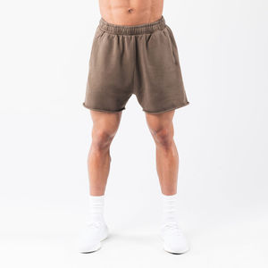 Pantalones Cortos de Hombre 100% Algodón Tejido, Cintura Alta con Banda Elástica, Transpirables, Casuales, con Bolsillos, Estilo de Borde Crudo - Product Image 3