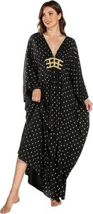 Abaya Larga con Estampado de Lunares Negros, Manga Larga, Corte Holgado, Cuello Redondo, Talla Grande para Mujer, Estilo Modesto para Uso Diario, Poliéster, Estilo de Medio Oriente - Product Image 4