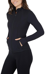 Factory Made Flexible Women's Yoga Jacket Skinny Fit Athletic Stretch Breathable Moisture Wicking Lightweight <b>Zip</b> <b>Up</b> Jackets - Product Image 4