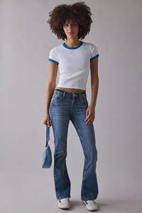 T-shirt court Ringer pour femme 100% Coton à manches courtes coupe ajustée style streetwear avec bordure contrastante, vente en gros, décontracté - Product Image 3