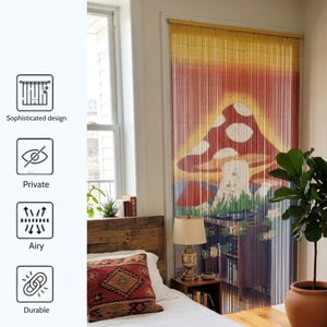 Dreamy Vertical Blinds Bamboo Wood Bohemian Style Mushroom Pattern Light Filtering <b>Ceiling</b> Installation Children's Room <b>Decor</b> - Product Image 4