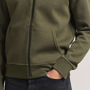 Sweat-shirt à capuche zippé vert olive pour homme, coupe oversize, 100 % coton French Terry, imprimé dessin animé, design découpé, imprimé sur le devant - Product Image 4