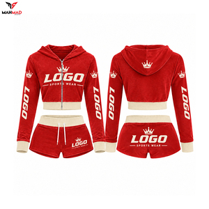 Custom <b>Set</b> for <b>Women</b> Streetwear Zip up <b>Women</b> Two Piece Hoodie <b>Shorts</b> <b>Set</b> Zipper Crop <b>Top</b> <b>Set</b> Long Sleeves Tracksuit - Product Image 6