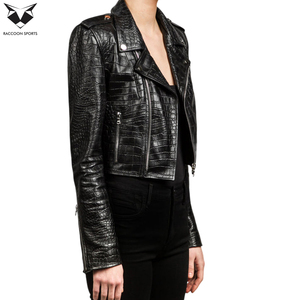 OEM ODM Highest Quality Women Sheep Skin Textured <b>Leather</b> Slim Fit <b>Long</b> Sleeve Studded Design Black Customized Outerwear <b>Jackets</b> - Product Image 3