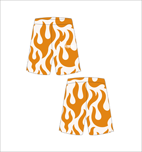Shorts Deportivos Ferocious para Hombre, Estampado de Llamas Naranjas, Talla Grande, Cintura Elástica, Sublimados - Product Image 1