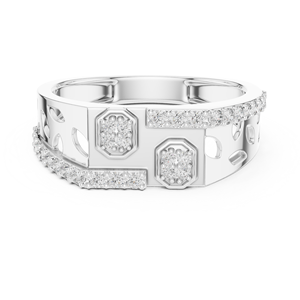 REGAL FORTE MEN'S LAB GROWN DIAMOND <b>RING</b> <b>SET</b> IN 18KT WHITE <b>GOLD</b> FOR WEDDING ENGAGEMENT GIFTING OFFICE WEAR DAILY USE - Product Image 1