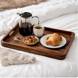 Bandeja Rectangular Premium de Madera de Acacia con Asas Integradas, Plato Decorativo Duradero con Vetas Naturales para Café - Product Image 3