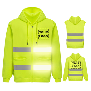 Sweat à capuche de sécurité réfléchissant personnalisé, épais, unisexe, imperméable, grande taille, haute visibilité, brodé, en gros - Product Image 6