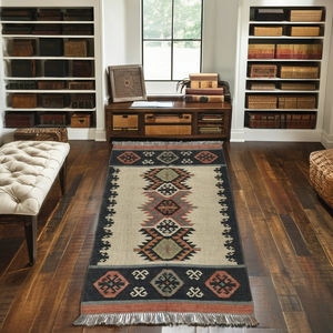 Hallway <b>Carpet</b> Hand Woven Jute-Woolen Kilim Rugs for Living Room Bedroom & Study - Product Image 1