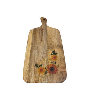 Tabla de cortar rectangular de madera con mango, color marrón oscuro, tabla de cocina para servir queso, tabla de queso de madera. - Product Image 3