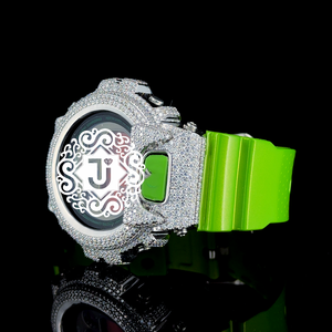 Montre de luxe entièrement sertie de diamants blancs, bracelet en caoutchouc, design entièrement cristallin pour hommes, idéale pour les soirées, disponible à un bon prix - Product Image 5