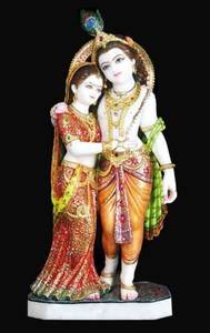 Estatua de Mármol Vietnamita de Alta Calidad, Dios Hindú Radha Krishna y Diosa, Estatua de Pie con Mano de Bendición para Adoración y Templo - Product Image 4