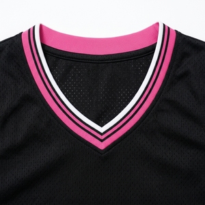 เสื้อบาสเก็ตบอลสีดำชมพูแบบสั่งทำสำหรับผู้หญิง ปี 2026 ขายส่ง แบบไม่มีแขน คอวี ผ้าตาข่าย พร้อมชื่อทีม - Product Image 6