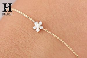 Wholesale Custom 14K Gold Minimalist <b>Flower</b> Lab Grown Diamond <b>Bracelet</b> IGI Certified D VVS Delicate Floral Chain Jewelry - Product Image 5