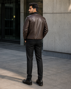 Chaqueta Bomber de Cuero PU para Hombre con Cuello Alto, Cierre de Cremallera, Impermeable, Cortavientos, Estilo Moto, Holgada, Estilo Urbano - Product Image 2