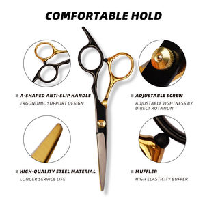 Ciseaux de coiffure 6'' en acier inoxydable JP, ensemble de ciseaux de barbier professionnels pour la coupe de cheveux, avec sac inclus - Product Image 2