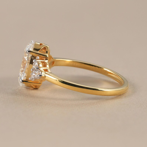 Bague de mariage en or jaune 14 carats avec diamant de laboratoire de 2,00 carats, taille ovale, certifié IGI, clarté VS1, couleur F, bague en or 14 carats avec diamant - Product Image 3