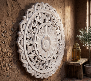 Traditional Round MDF Mandala Wall <b>Decor</b> for Apartments Offices Modern Living <b>Spaces</b> with Artistic Indian Design Diwali Occasion - Product Image 1