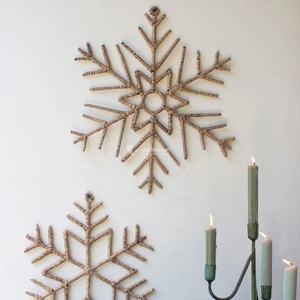Rustic Water Hyacinth Snowflake <b>Wall</b> Hanging, Handmade Natural Snowflake Decoration for Home and Holiday Decor Wholesale - Product Image 1