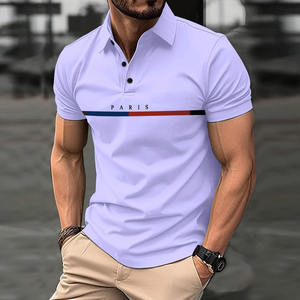 เสื้อเชิ้ตพิมพ์ลายปารีสสั่งทำขายส่งพร้อมโลโก้แบบกำหนดเอง แขนสั้น เสื้อผู้ชายระบายอากาศได้ดี ผ้าถักแบบเป็นทางการ - Product Image 3