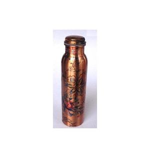 Botella de agua de cobre de alta calidad con acabado de patrón de pulido de espejo para beneficios de salud, botella de agua de yoga botella de agua Ayurvédica - Product Image 3