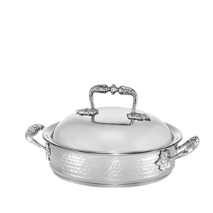 Casserole de cuisine unique en acier inoxydable et cuivre, forme ronde, finition brillante, compatible avec les réchauds à induction, de haute qualité - Product Image 4