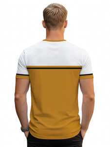 ONETEN APPARELS T-shirt à manches courtes pour homme, col rond, color block, bordure contrastée, coupe classique, décontracté - Product Image 3