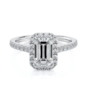 10K Yellow Gold IGI Certified <b>Cushion</b> Cut Lab Grown Diamond Halo Luxury Engagement Ring 1.5 CT Rhodium Plated Pav Band Wedding - Product Image 2