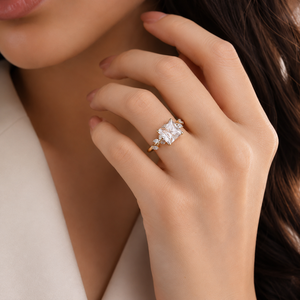 Provence EX 16 Nouvelle Collection Bagues de Mariage en Or Jaune 18K 14K 10K avec Diamant de Laboratoire Taille Radiant Style Vintage pour Femme - Product Image 1